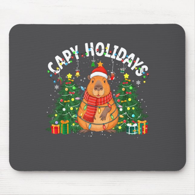 Capy Holidays Capybara Santa Hat Xmas Men Women Ki Mousepad (Vorne)