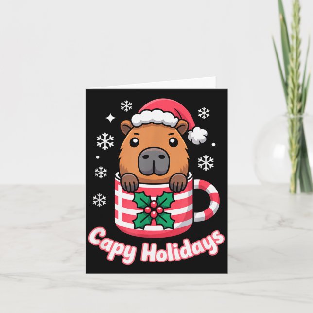 Capy Holidays Cute Capybara Christmas Santa Hat  Karte (Vorderseite)