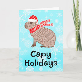 Capy Holidays Funny Capybara Weihnachtsmannmütze Feiertagskarte