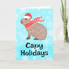 Capy Holidays Funny Capybara Weihnachtsmannmütze Feiertagskarte