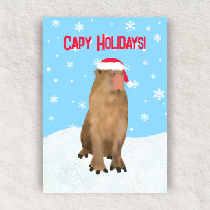 Capy Holidays Funny Niedlich Capybara Pun Flat Feiertagskarte