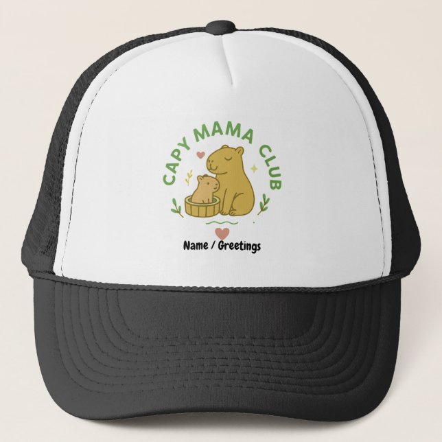 Capy Mama Club Cute Capybara Mom and Baby Retro  Truckerkappe (Vorderseite)