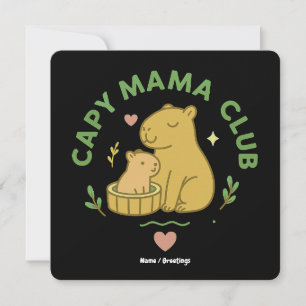 Capy Mama Club Süße Capybara-Mutter und Baby Retro Einladung