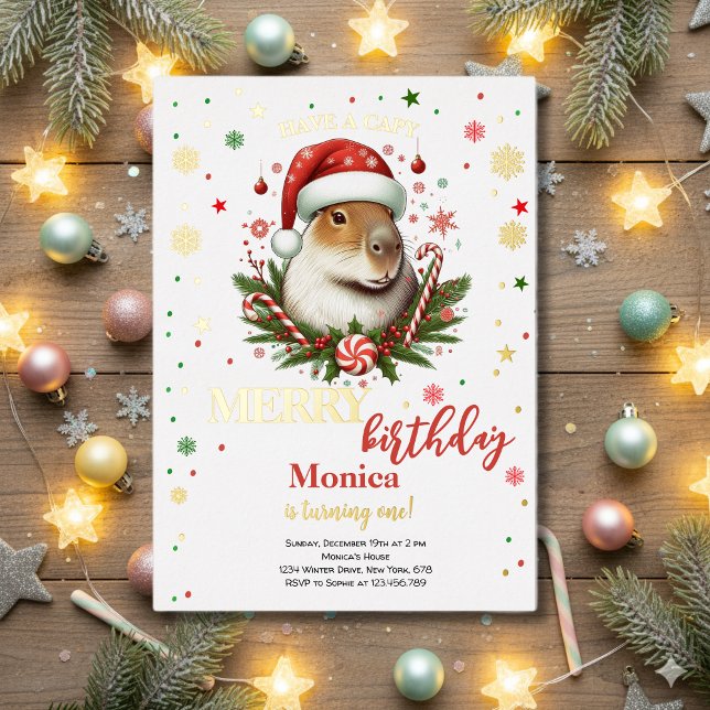 Capy merry birthday invitation folieneinladung (Von Creator hochgeladen)