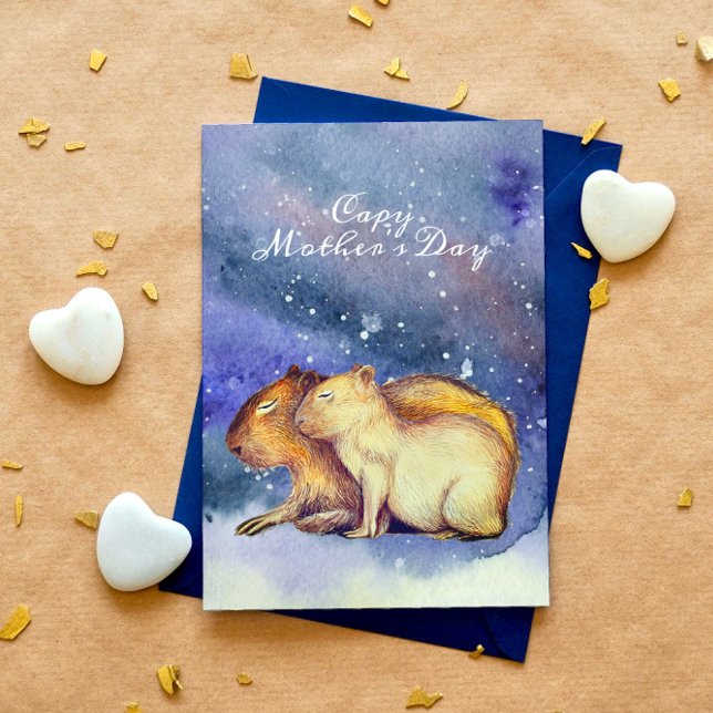 Capy Mother Day Niedlich Capybara Baby & Mama Cust Postkarte (Von Creator hochgeladen)