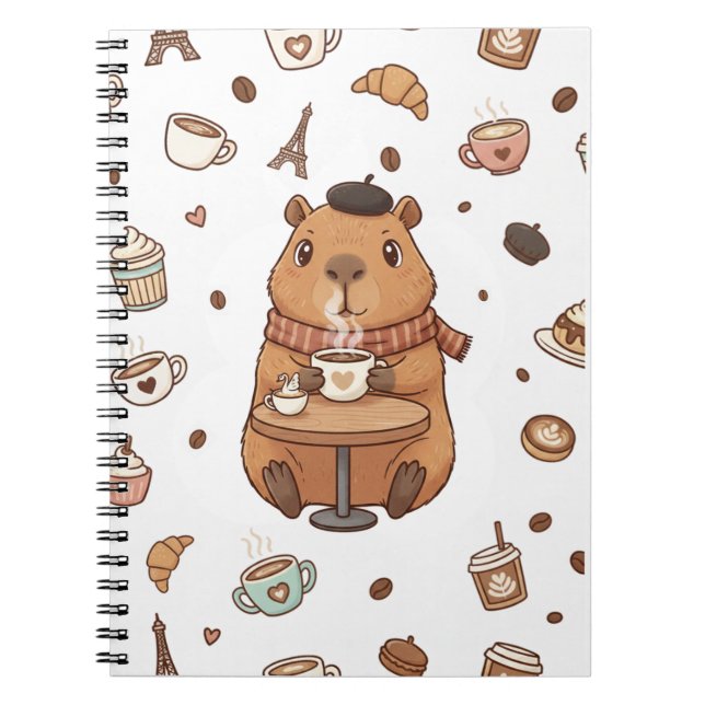 Capy-Paris: A Cozy Sip of Calm Notizblock (Vorderseite)