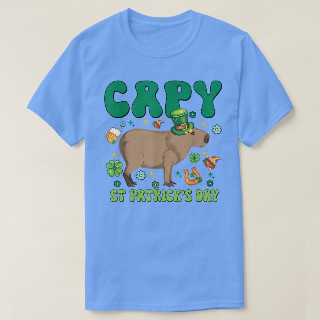 Capy St Patrick's Day Funny Capybara Kleeblatt Luc T-Shirt (Design vorne)