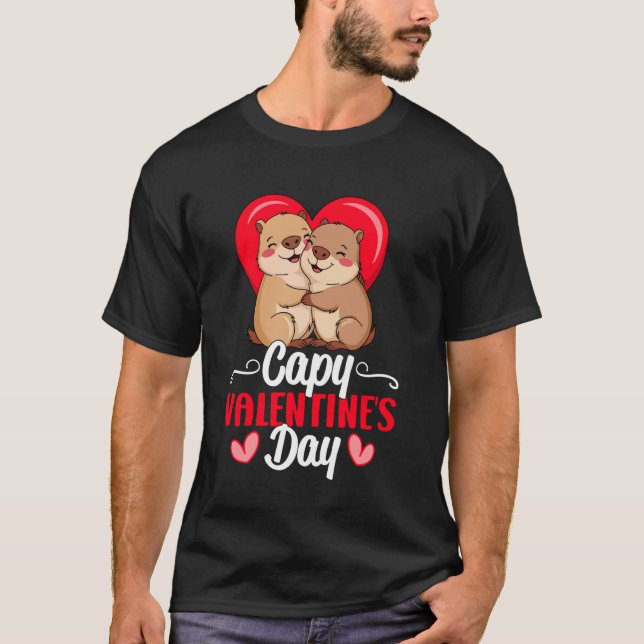 Capy Valentine's Day Funny Capybara Lover Niedlich T-Shirt (Vorderseite)