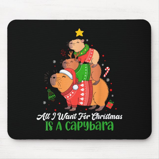 Capy Weihnachten Süße Capybara Weihnachtsbaum Pjs  Mousepad (Vorne)