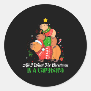Capy Weihnachten Süße Capybara Weihnachtsbaum Pjs Runder Aufkleber