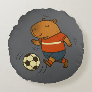 Capyball Champion: Die Sporty Capybara Rundes Kissen