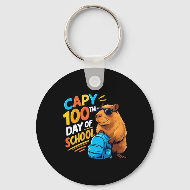 Capybara 100. Schultag Schlüsselanhänger (Vorderseite)