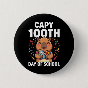 Capybara 100. Schultag Süße Capy Tiere Button