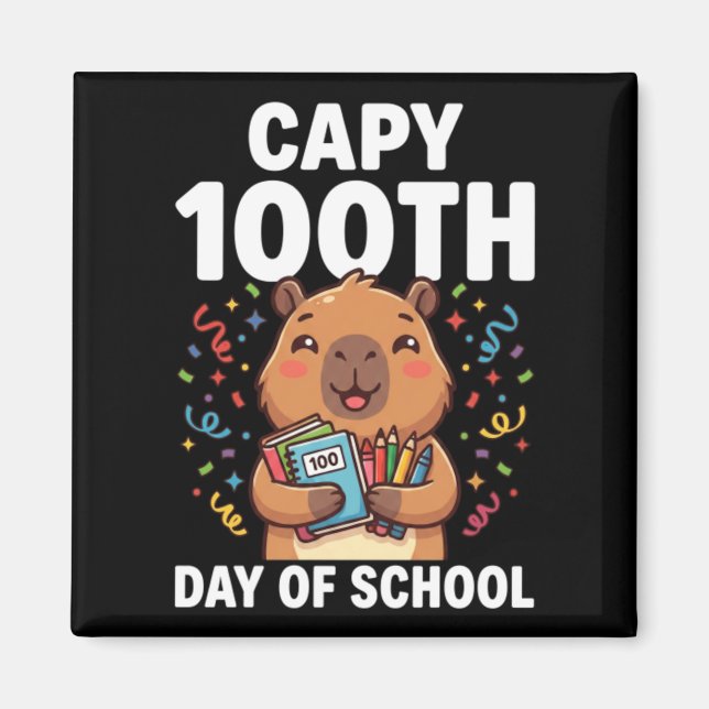 Capybara 100. Schultag Süße Capy-Tiere Magnet (Vorne)