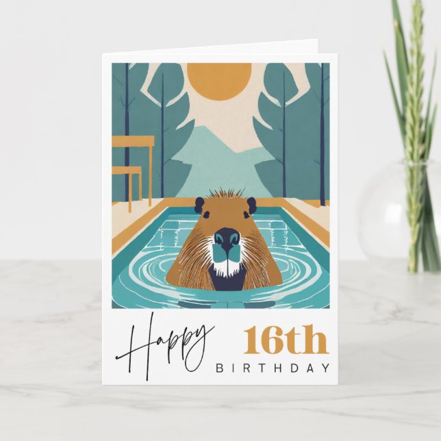 Capybara 16. Geburtstag Karte (Vorderseite)