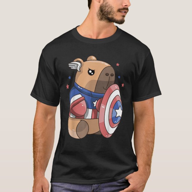 Capybara 4. Juli Jungs American Flag Boy Girl K T-Shirt (Vorderseite)
