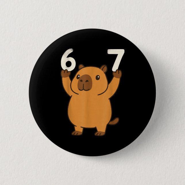 Capybara 67 Meme Sechs Sieben Lustig  Button (Vorderseite)