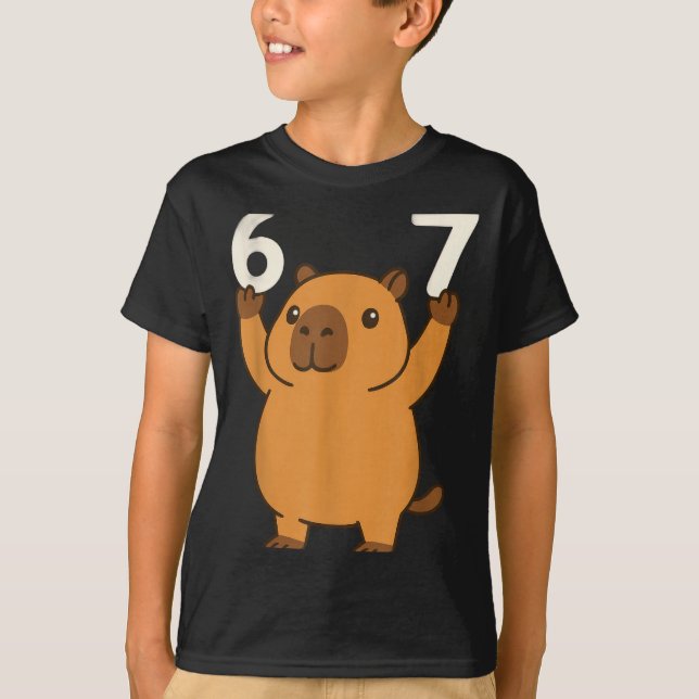 Capybara 67 Meme Sechs Sieben Lustig  T-Shirt (Vorderseite)