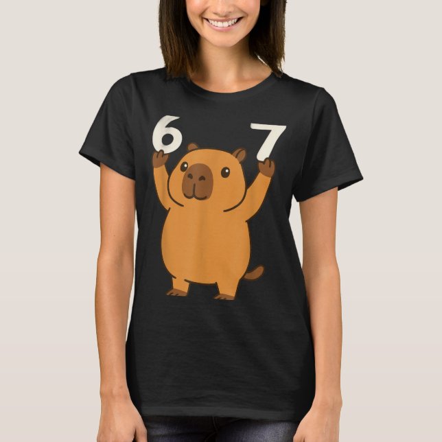 Capybara 67 Meme Six Seven Funny  T-Shirt (Vorderseite)