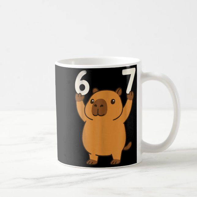 Capybara 67 Meme Six Seven Lustig  Kaffeetasse (Rechts)