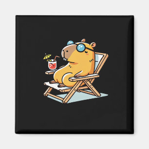 Capybara am Strand Tropical Relaxe Sticker Magnet