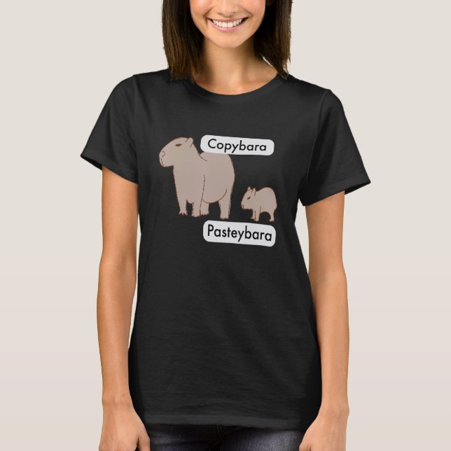 Capybara and Baby Capybara Pup  Copy Paste Pun T-Shirt (Vorderseite)