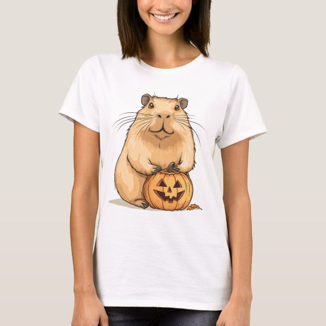 Capybara and Pumpkin Halloween T-Shirt (Vorderseite)