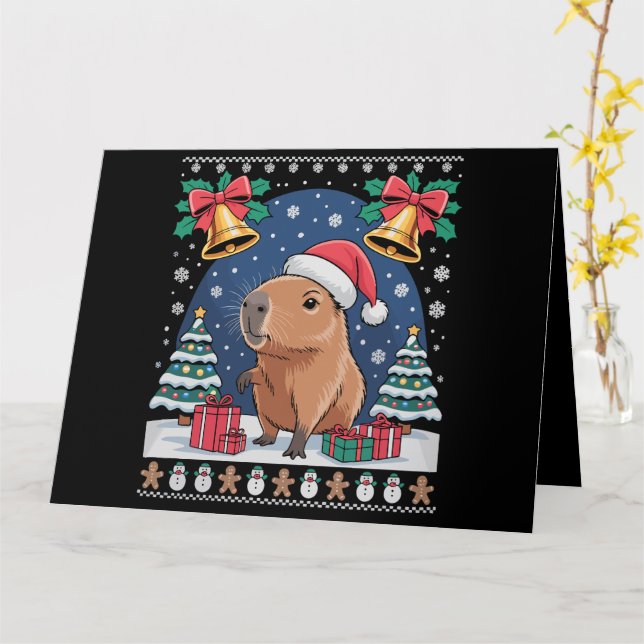 Capybara Animal Lover Xmas Gift Ugly Capybara Karte (Gelbe Blume)