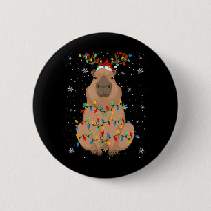 Capybara Animal Weihnachtsmannmütze Ugly Christmas Button