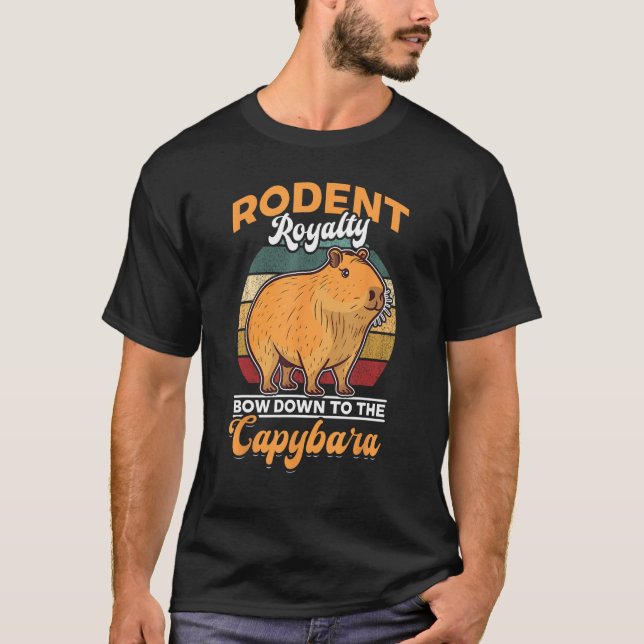 Capybara Animals Pet Rodent Königsbogen hinunter z T-Shirt (Vorderseite)