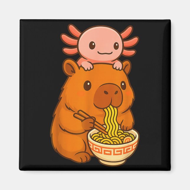 Capybara Anime Ramen Axolotl Funny Graphic Kawaii  Magnet (Vorne)