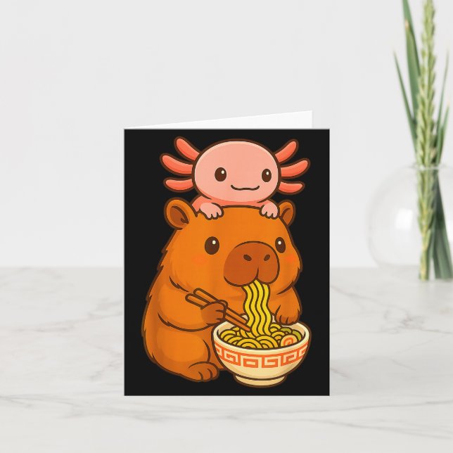 Capybara Anime Ramen Axolotl Lustiges Grafik Kawai Karte (Vorderseite)