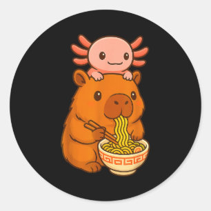 Capybara Anime Ramen Axolotl Lustiges Grafik Kawai Runder Aufkleber