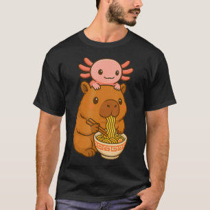 Capybara Anime Ramen Axolotl Lustiges Grafik Kawai T-Shirt