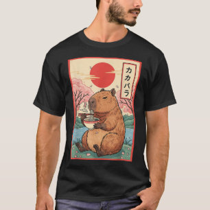 Capybara Anime Ramen Kawaii Japanisches Kapitän T-Shirt
