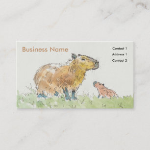 Capybara Aquarellbilder Business Cards Visitenkarte
