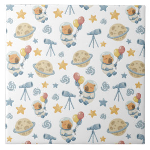 Capybara Astronaut Kindermuster - Keramik Tile Fliese