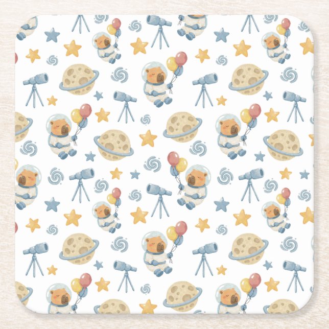 Capybara Astronaut Musterpapiere Untersetzer (Vorderseite)