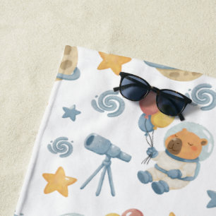 Capybara Astronaut Pattern Beach Handtuch