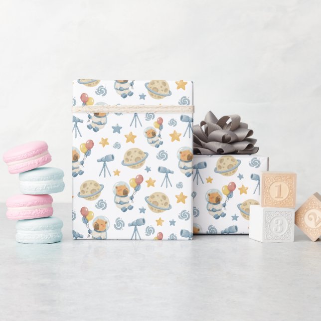 Capybara Astronauten Muster Wrapping Paper Roll Geschenkpapier (Babyparty)