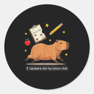 Capybara Ate My Lessort Lehrer zurück Runder Aufkleber