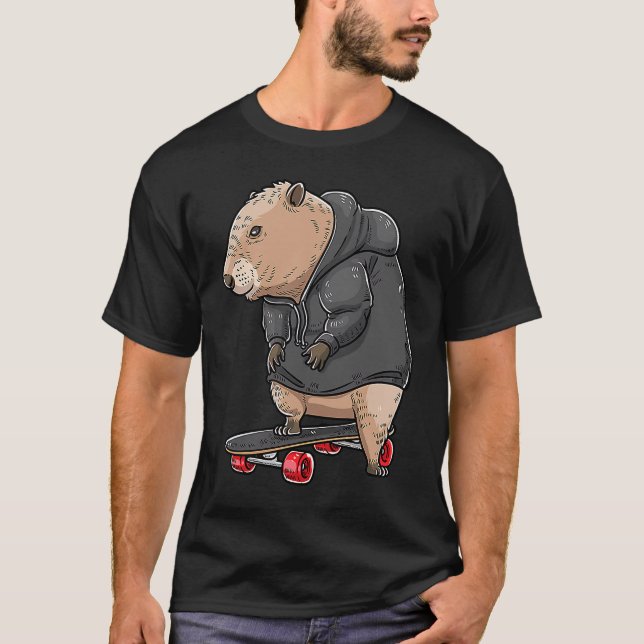 Capybara auf einem Skateboard Rodent Skater Skateb T-Shirt (Vorderseite)