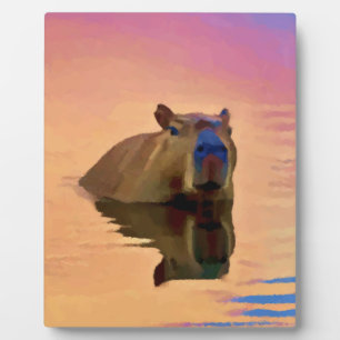 Capybara aus einem ruhigen See Fotoplatte