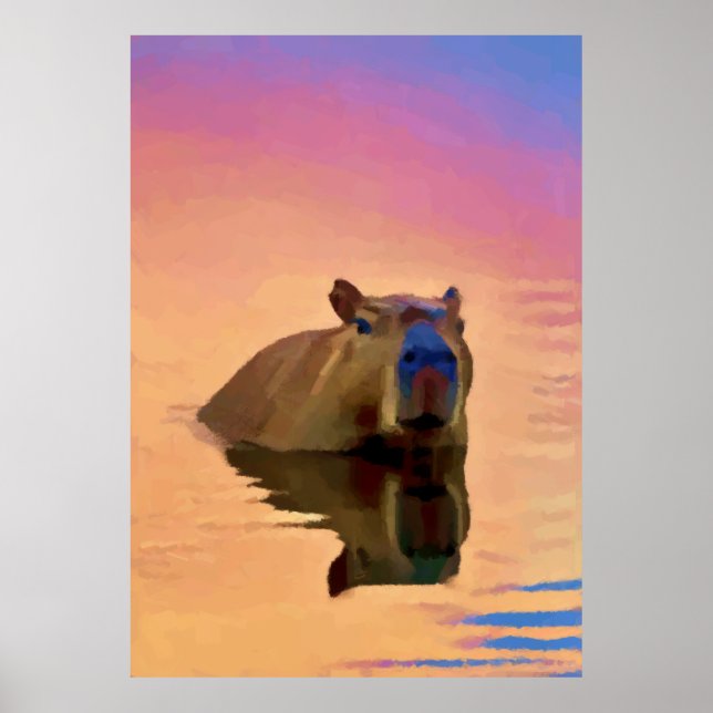 Capybara aus einem ruhigen See Poster (Vorne)