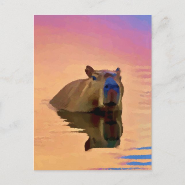 Capybara aus einem ruhigen See Postkarte (Vorderseite)