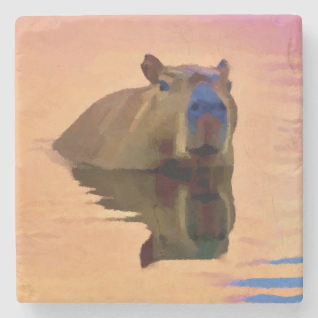 Capybara aus einem ruhigen See Steinuntersetzer (Vorderseite)