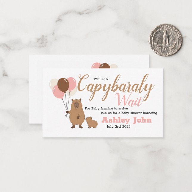 Capybara Baby Dusche Ehrerbietung | Karte (Vorderseite/Rückseite Beispiel)