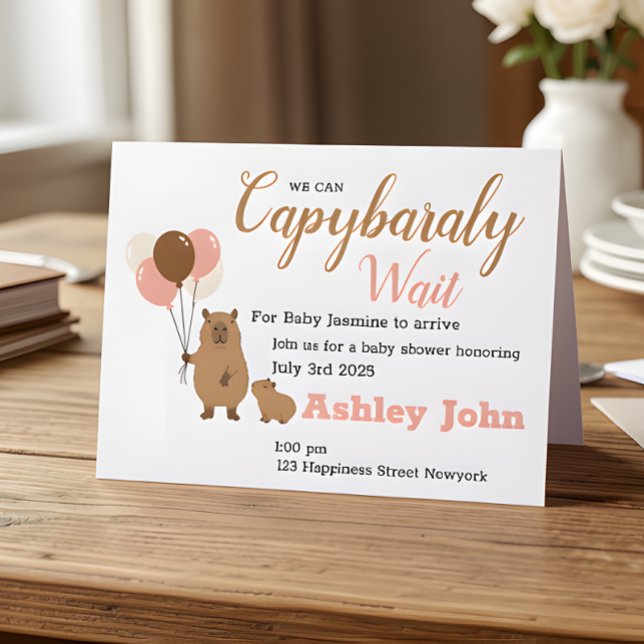 Capybara Baby Dusche Ehrerbietung | Karte (Von Creator hochgeladen)