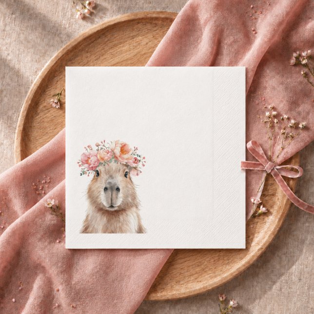 Capybara Baby Shower • Boho style Napkin Serviette (Capybara Baby Shower Boho style Napkin)
