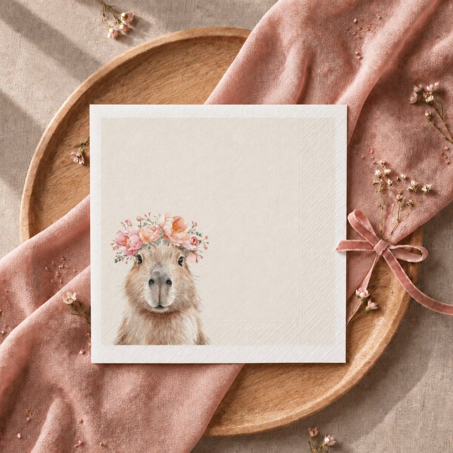 Capybara Baby Shower • Boho style Napkin Serviette (Capybara napkin)